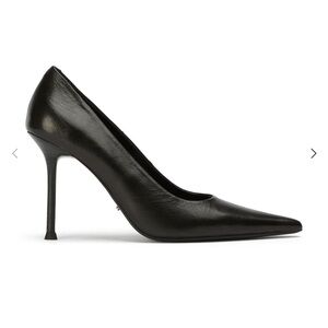 Tony Bianco Black Pointed Leather Stiletto Pump
